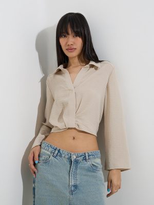 Nuon Beige Self-Textured Top