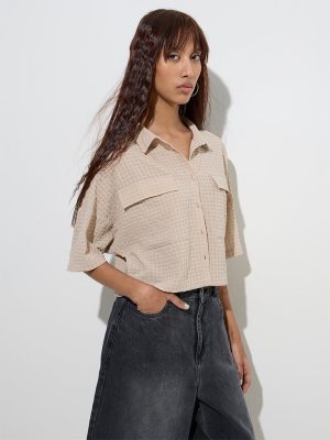 Nuon Beige Self-Textured Shirt