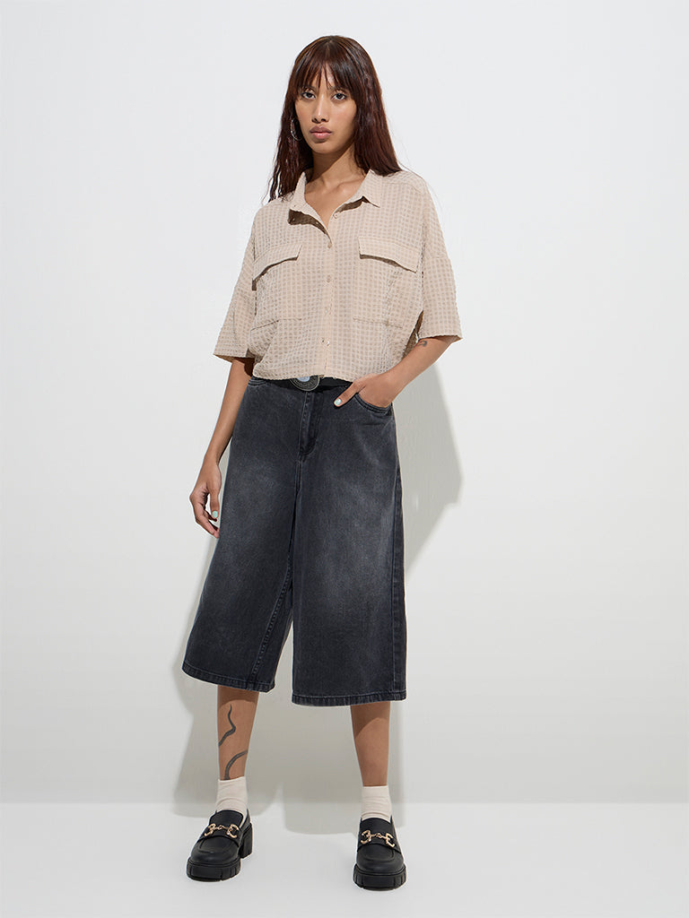 Nuon Beige Self-Textured Shirt - Image 3