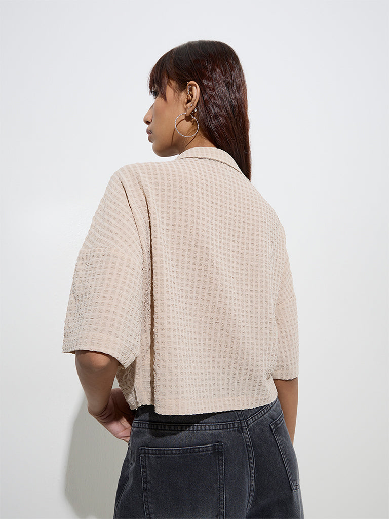 Nuon Beige Self-Textured Shirt - Image 4