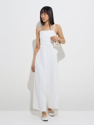 Nuon White Cut-Out Detailed Jumpsuit
