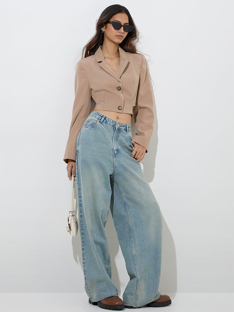 Nuon Beige Cropped Jacket