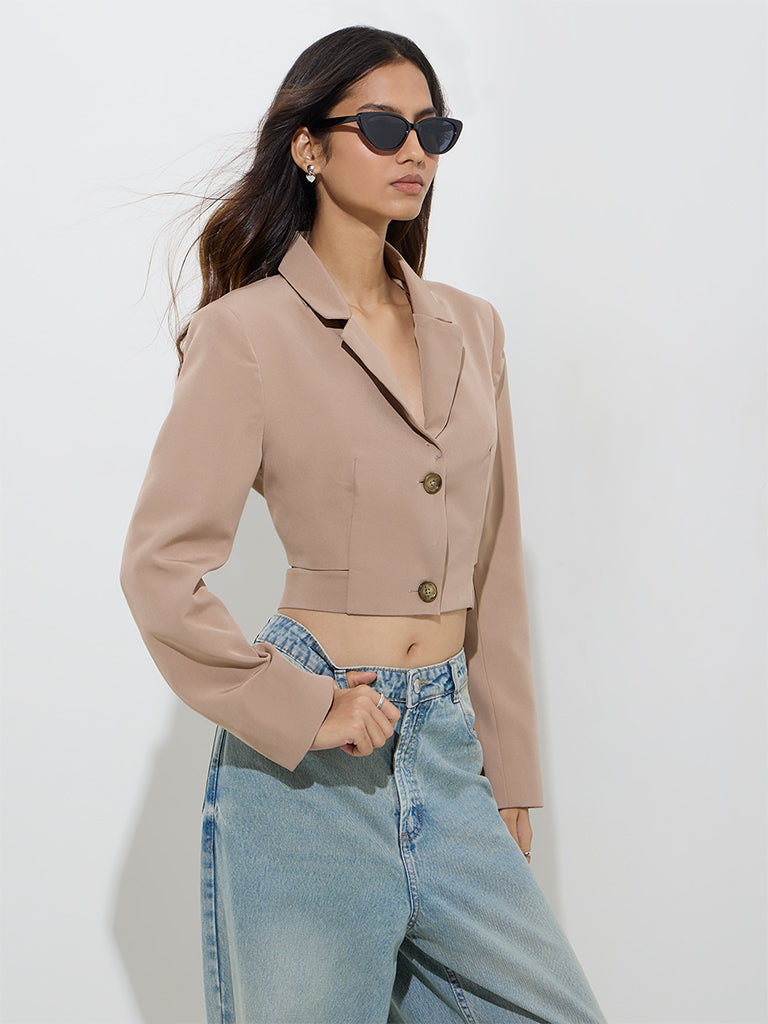 Nuon Beige Cropped Jacket - Image 2