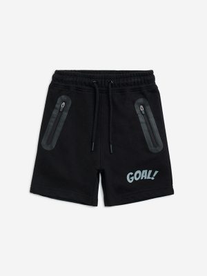 HOP Kids Black Mid-Rise Cotton-Blend Shorts