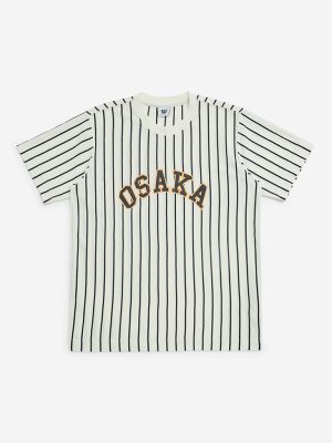 Y&F Kids Off-White Stripe Pattern Cotton-Blend T-Shirt