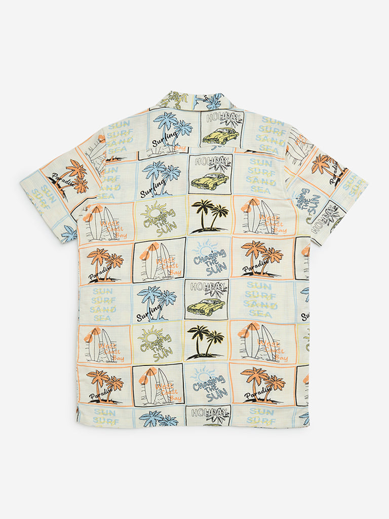 Y&F Kids Off-White Tropical-Inspired Shirt - Image 2