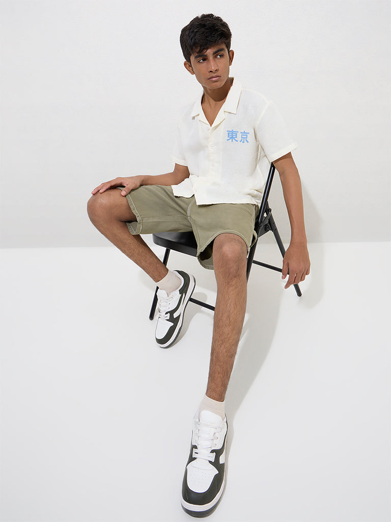 Y&F Kids Off-White Embroidered Cotton Shirt