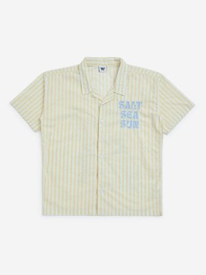 YF Kids Yellow Striped Resort-Fit Cotton Shirt