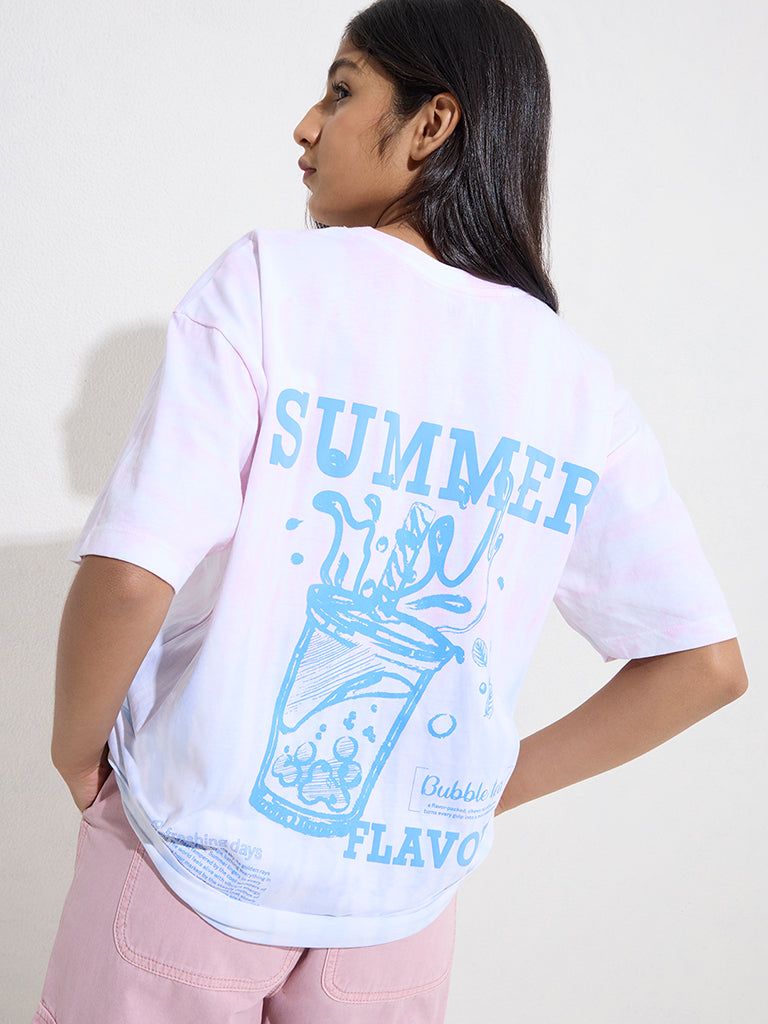 Y&F Kids Pink Tie-Dye Printed Cotton T-Shirt - Image 3