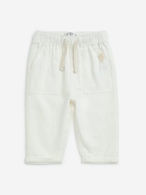 HOP Baby Off-White Mid-Rise Cotton-Blend Pants
