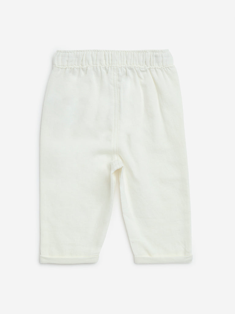 HOP Baby Off-White Mid-Rise Cotton-Blend Pants - Image 2