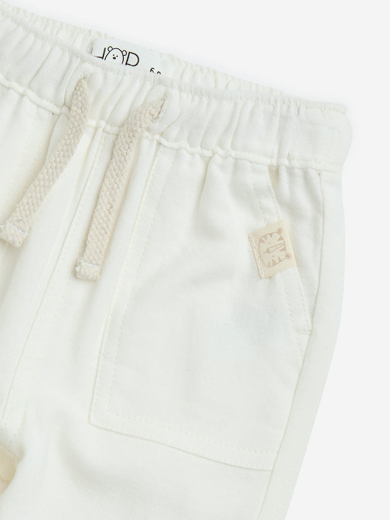 HOP Baby Off-White Mid-Rise Cotton-Blend Pants - Image 3