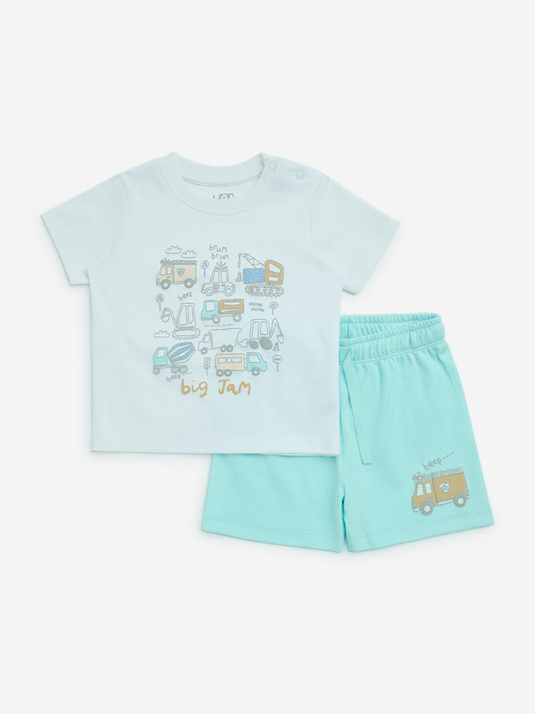 HOP Baby Multicolour Printed Cotton T-Shirt with Shorts Set