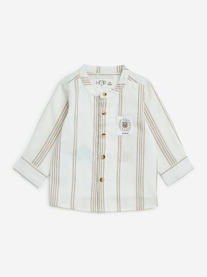 HOP Baby White Striped Cotton Shirt