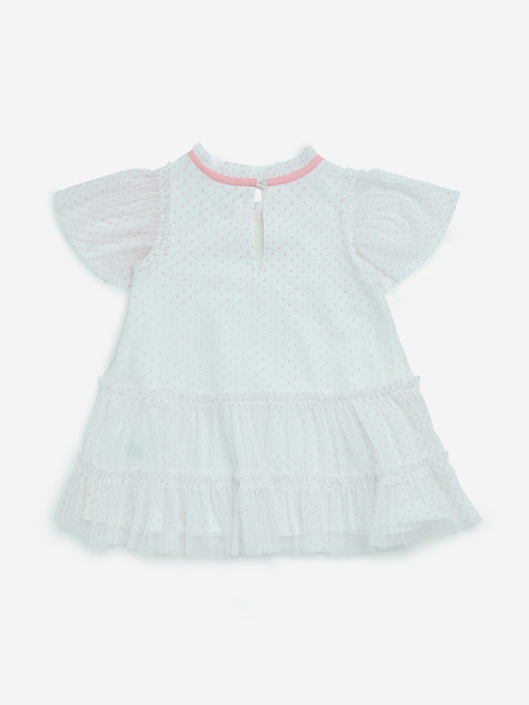 HOP Baby White Polka Dotted Tiered Dress - Image 2