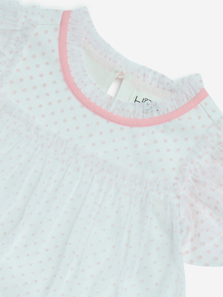 HOP Baby White Polka Dotted Tiered Dress - Image 3