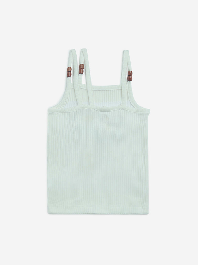 HOP Kids Off-White Tropical-Inspired Cotton Top - Image 2