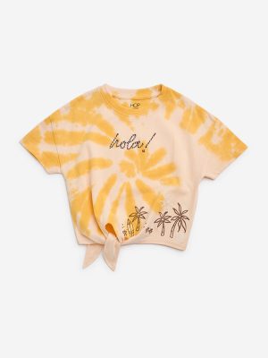 HOP Kids Orange Tie-Dye Design Cotton T-Shirt
