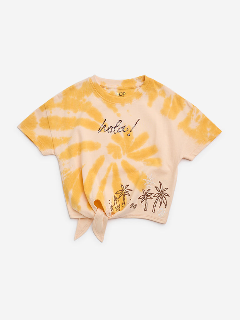 HOP Kids Orange Tie-Dye Design Cotton T-Shirt