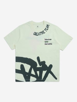 Y&F Kids Off-White Text Design Cotton T-Shirt