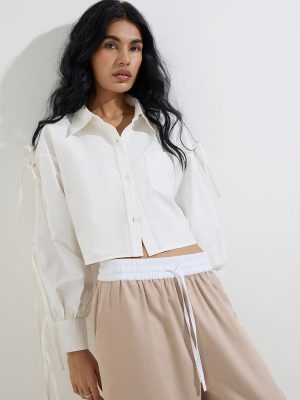 Nuon White Bow-Detailed Cotton Shirt