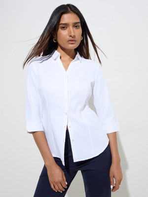 Wardrobe White Solid Shirt