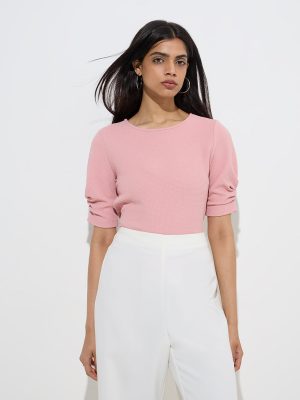 Wardrobe Dusty Pink Self-Textured Top