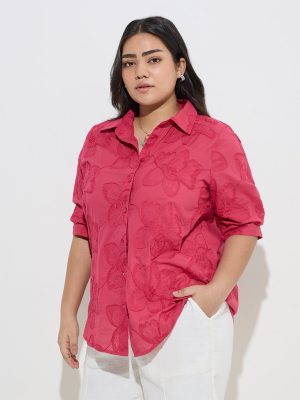 Gia Pink Floral Embroidered Cotton Shirt
