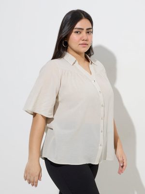 Gia Light Beige Solid Blouse