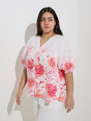 Gia White Floral Printed Blouse