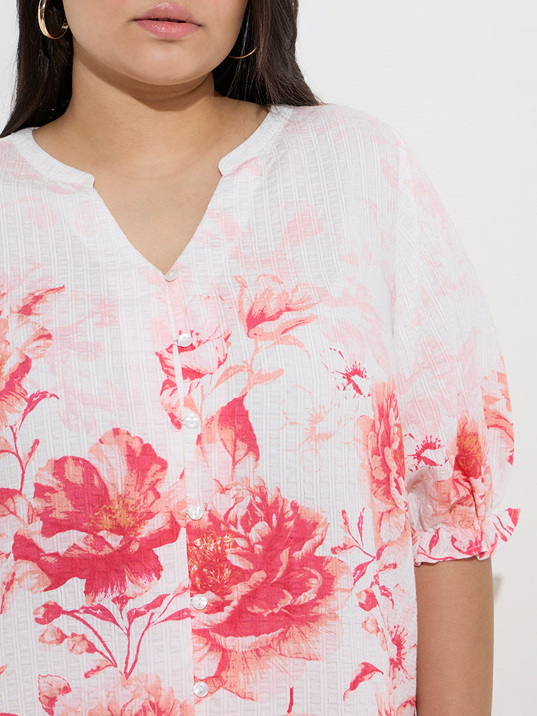 Gia White Floral Printed Blouse - Image 2