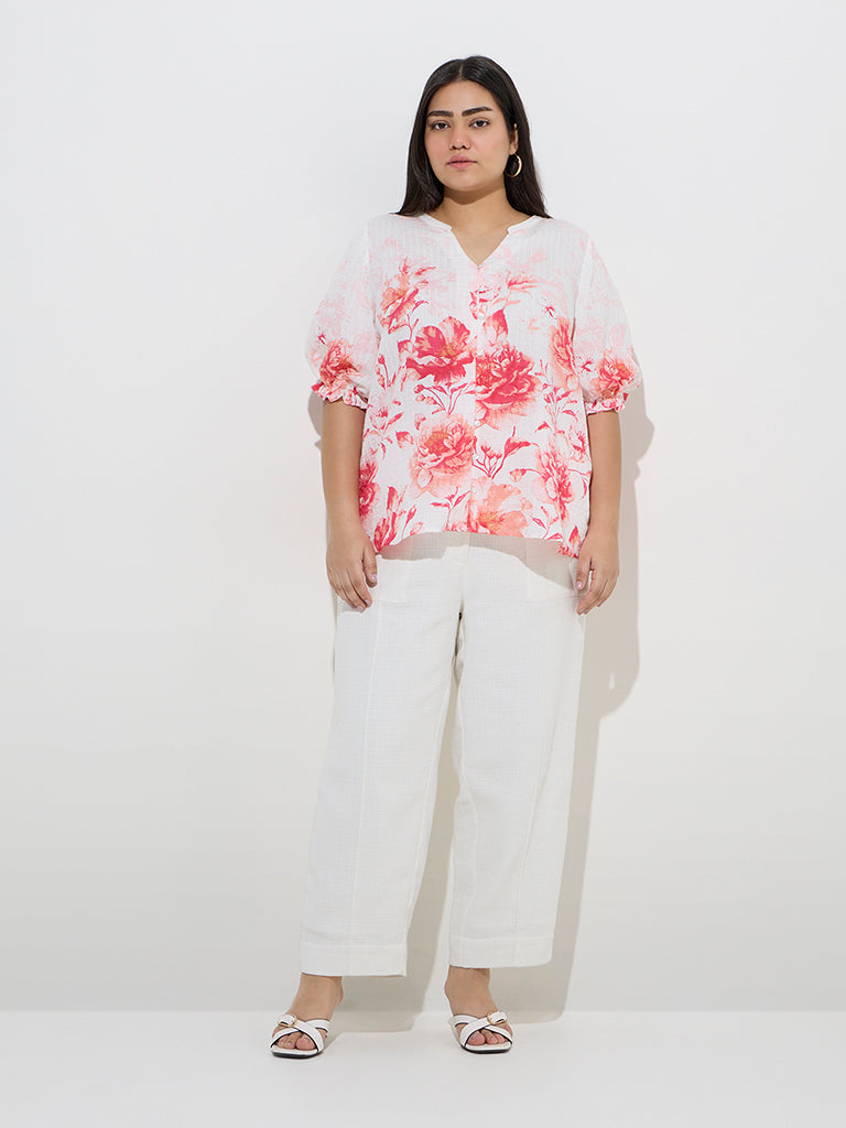 Gia White Floral Printed Blouse - Image 3