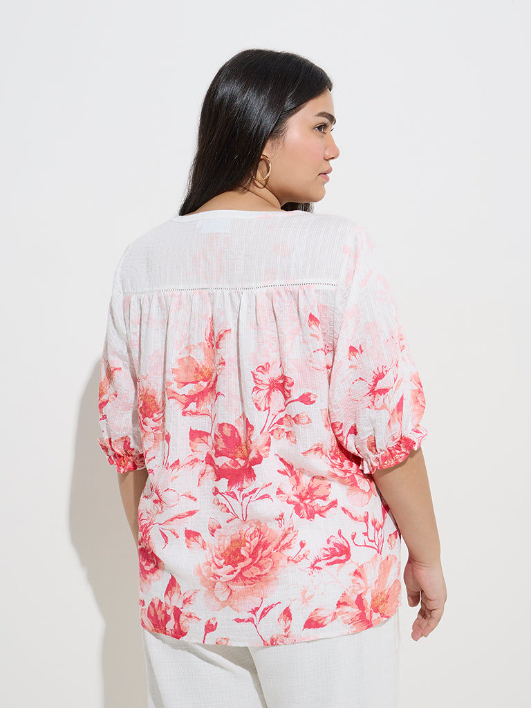 Gia White Floral Printed Blouse - Image 4
