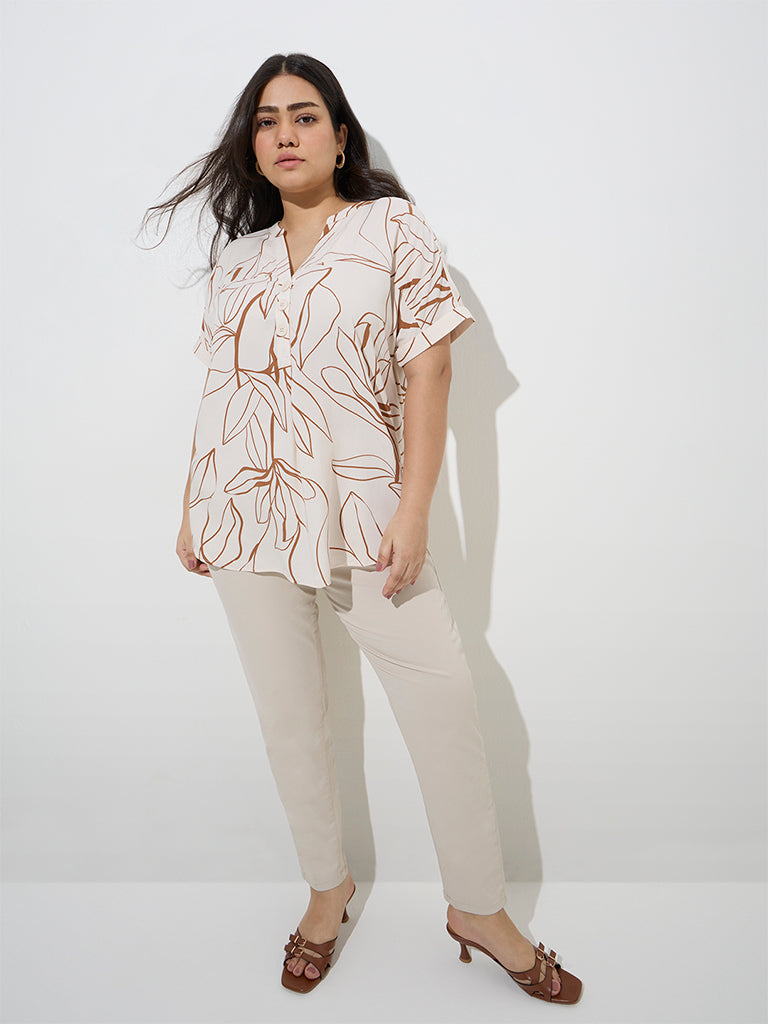 Gia Off-White Foliage Printed Blouse - Image 3