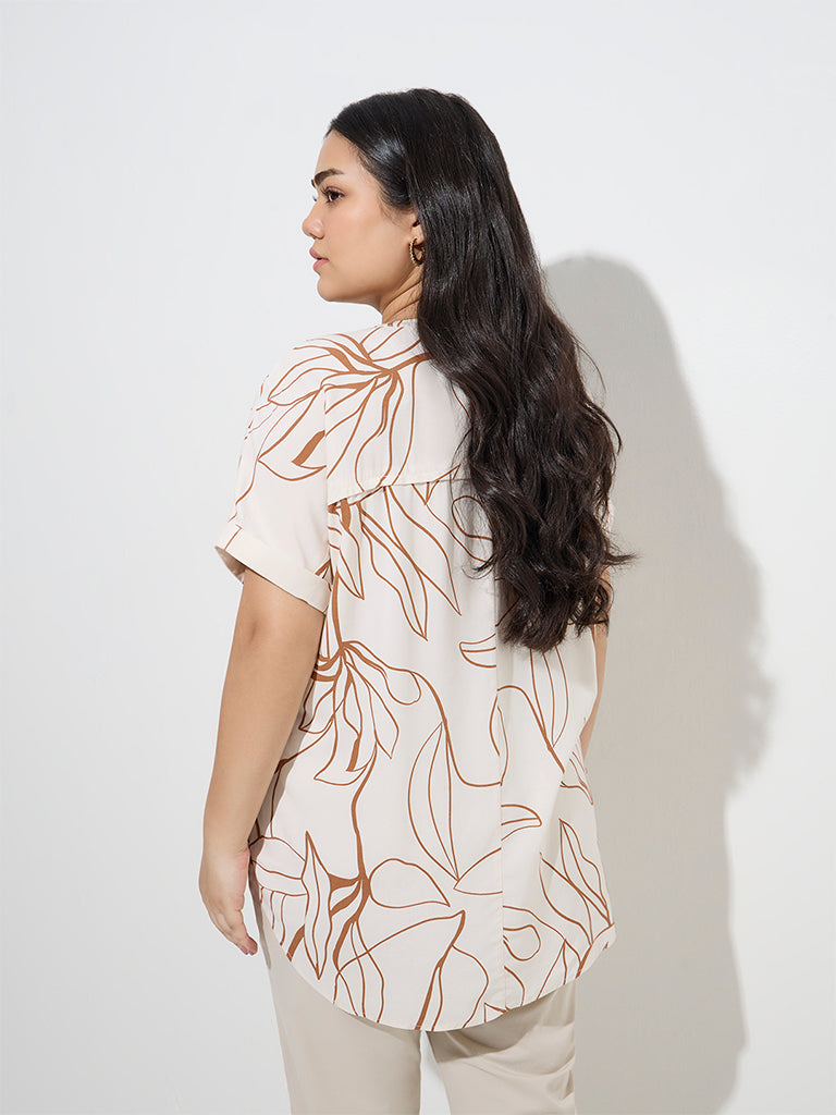 Gia Off-White Foliage Printed Blouse - Image 4