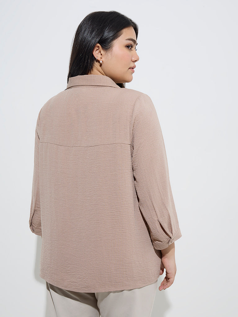 Gia Taupe Pintuck Detailed Top - Image 4