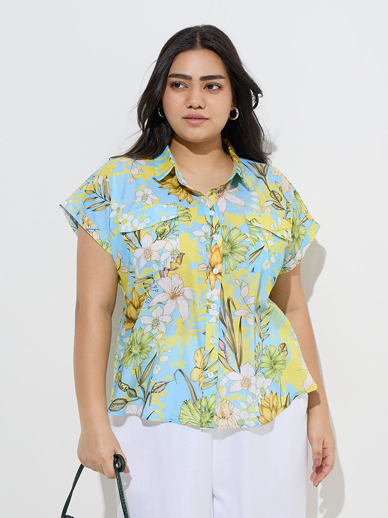Gia Multicolour Floral Printed Cotton Shirt