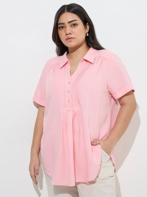Gia Light Pink Pintuck-Detailed Blouse