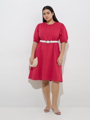 Gia Dark Pink Cotton A-Line Dress