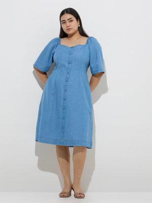 Gia Blue Denim A-Line Dress