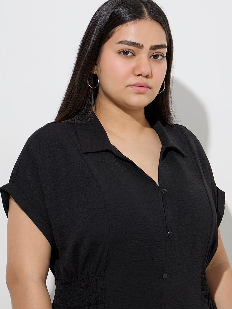 Gia Black Crinkle-Textured A-Line Dress - Image 2