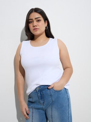 Gia White Ribbed Tank Top