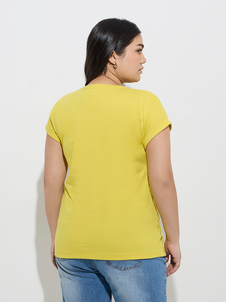 Gia Lime Abstract Printed Cotton T-Shirt - Image 4