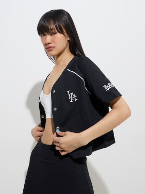 Studiofit Black Typographic Design Cotton Jacket