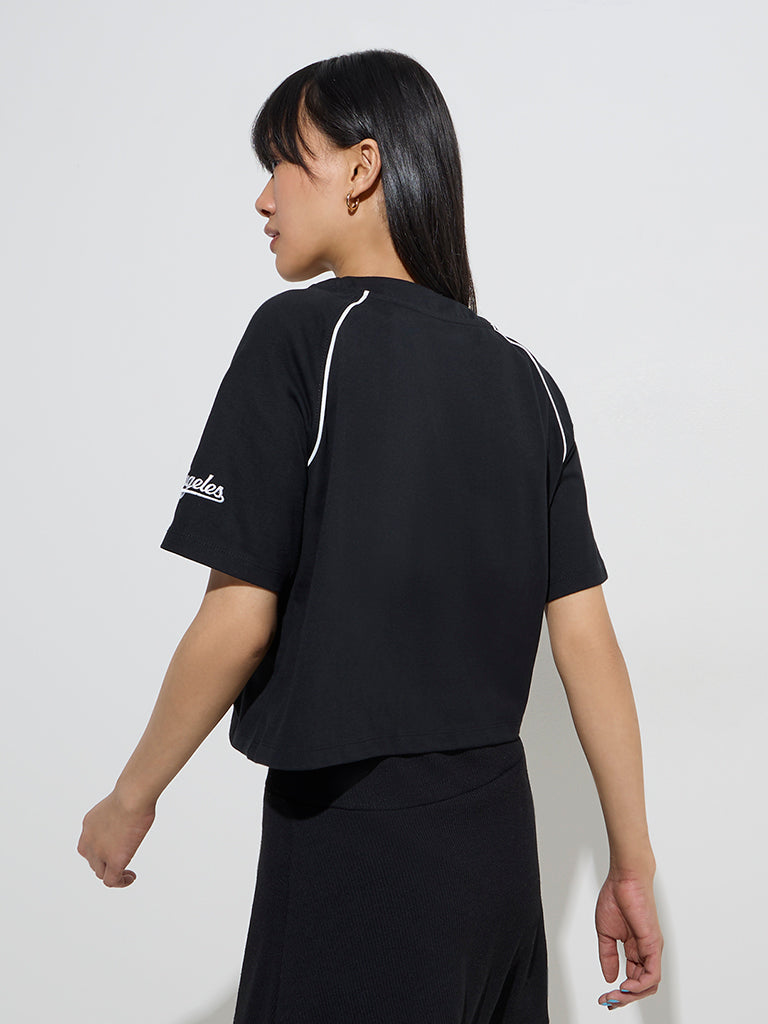 Studiofit Black Typographic Design Cotton Jacket - Image 4