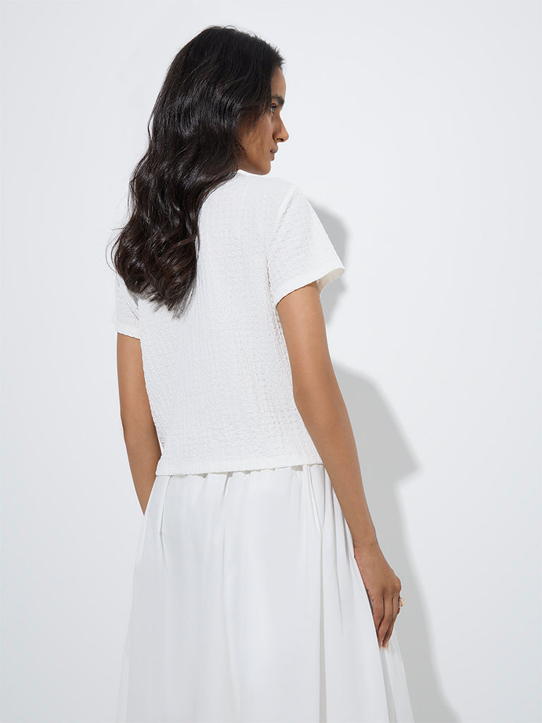 LOV White Crinkle-Textured Top - Image 5