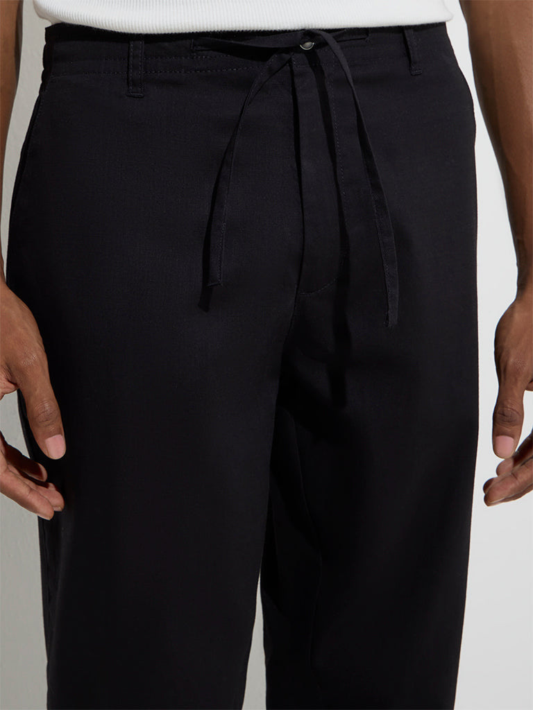 ETA Black Slim-Crop Fit Mid-Rise Cotton Chinos - Image 3