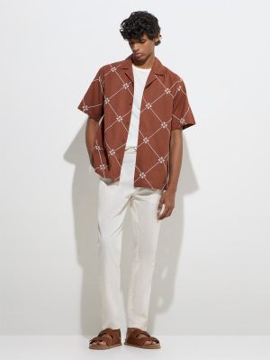 ETA Off-White Slim-Crop Fit Mid-Rise Cotton Chinos