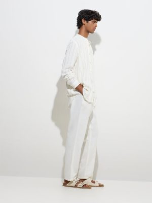 ETA White Relaxed-Fit Mid-Rise Cotton-Blend Chinos