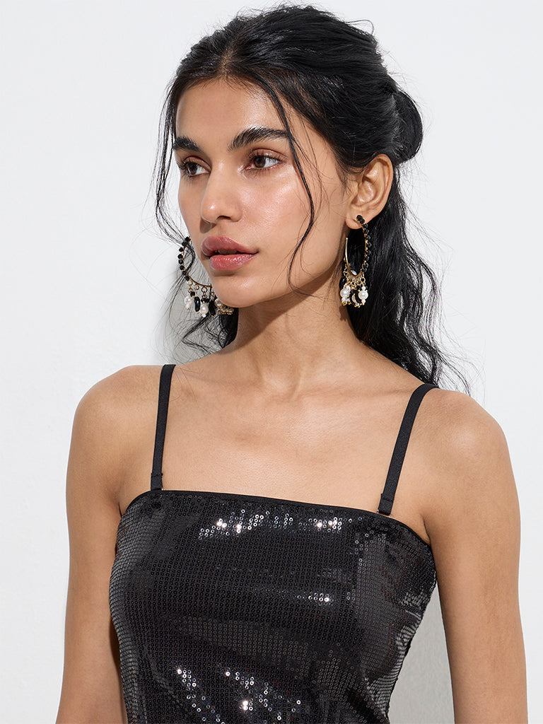 Vark Black Embellished Crop Top - Image 2